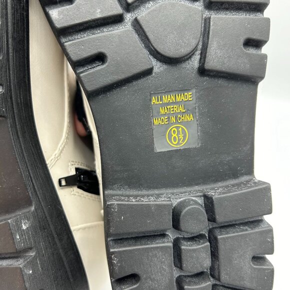 SODA Chunky White Lace-Up Combat Ankle Boots With Black Soles & Laces Size 8.5 - Picture 3 of 9